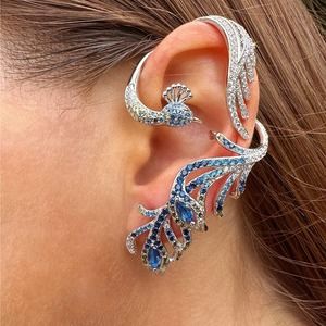 Single Statement Peacock Ear Jacket - Sterling Silver 925 NEW!!!